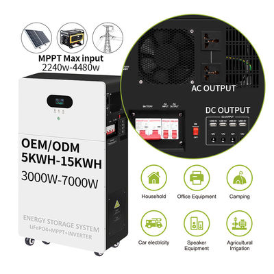 Banca della centrale elettrica All In One Inverter Ibrido Off Grid AC 5kw 10kw 15kw 20kw Sistema di batteria solare di stoccaggio dell'energia LiFePO4