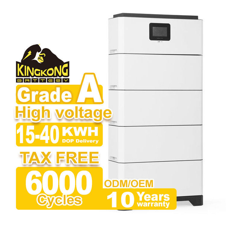 Connessione alla rete ibrida Invertitore ampiamente abbinato LFP Batteria ad alta tensione modulare impilata Sistema di accumulo di energia domestica 15-40