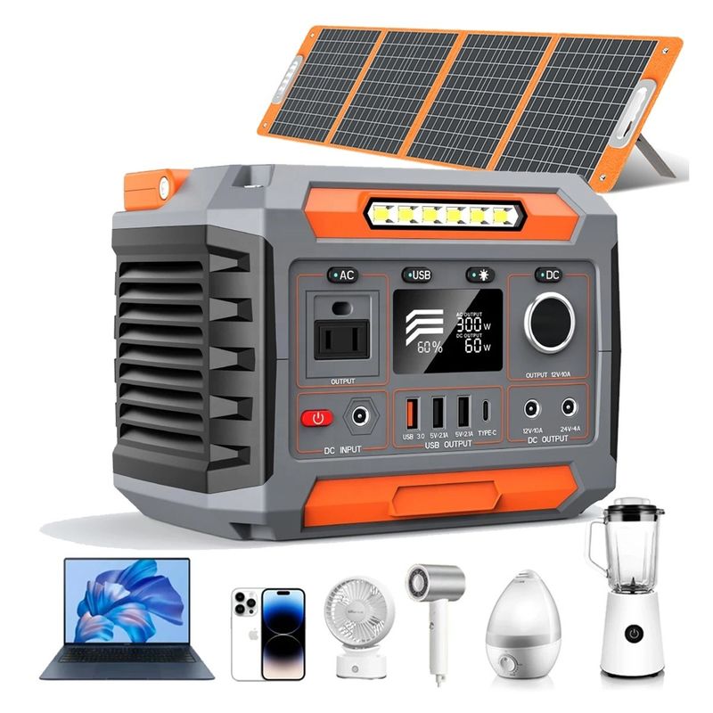 1x AC Puro Sine Wave Output Fornitore di energia solare con torcia e batteria agli ioni di litio