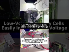 3.2V→220V prova: l'inverter MPPT gestisce la corrente di avvio elevata del ventilatore.