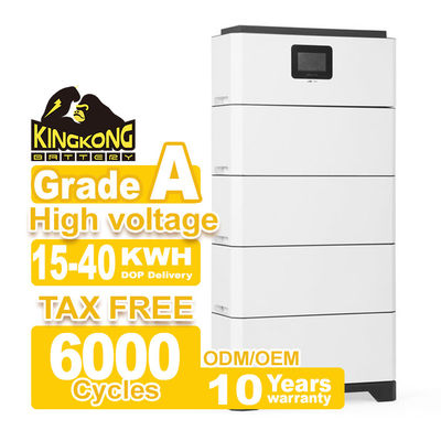 Connessione alla rete ibrida Invertitore ampiamente abbinato LFP Batteria ad alta tensione modulare impilata Sistema di accumulo di energia domestica 15-40